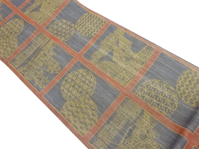 JAPANESE FUKURO OBI / WOVEN PEOPLE IN THE PAST & CLASSICAL PATTERN / BY JURAKU